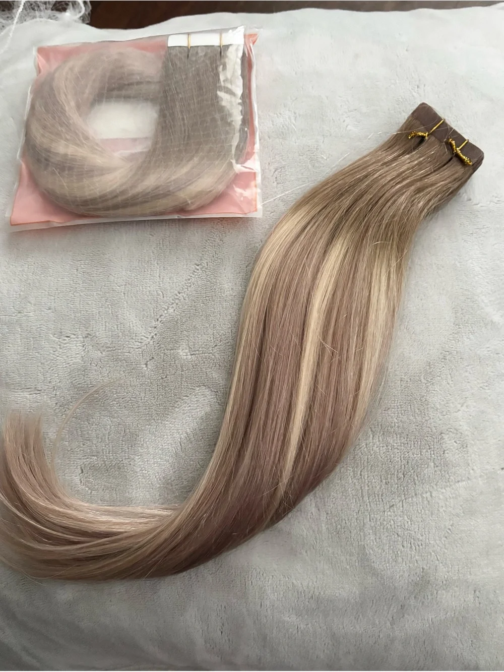 100% Human Hair Extensions - light brown to blonde highlights